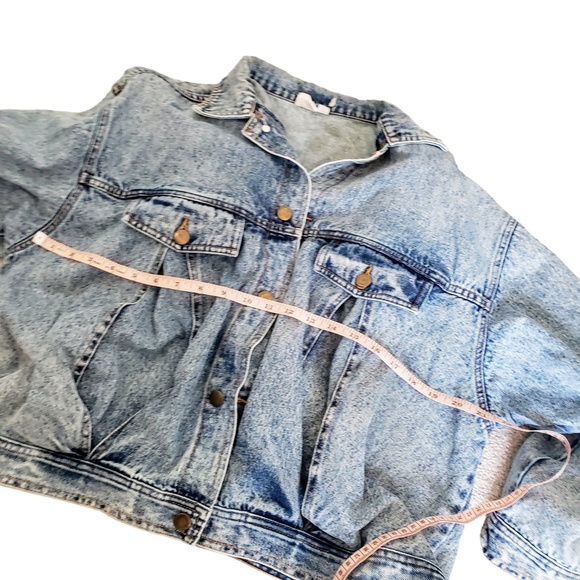 Womens Blue Acid Wash Button Front Flap Pockets Denim Jean Jacket Size 8 - Picture 10 of 16